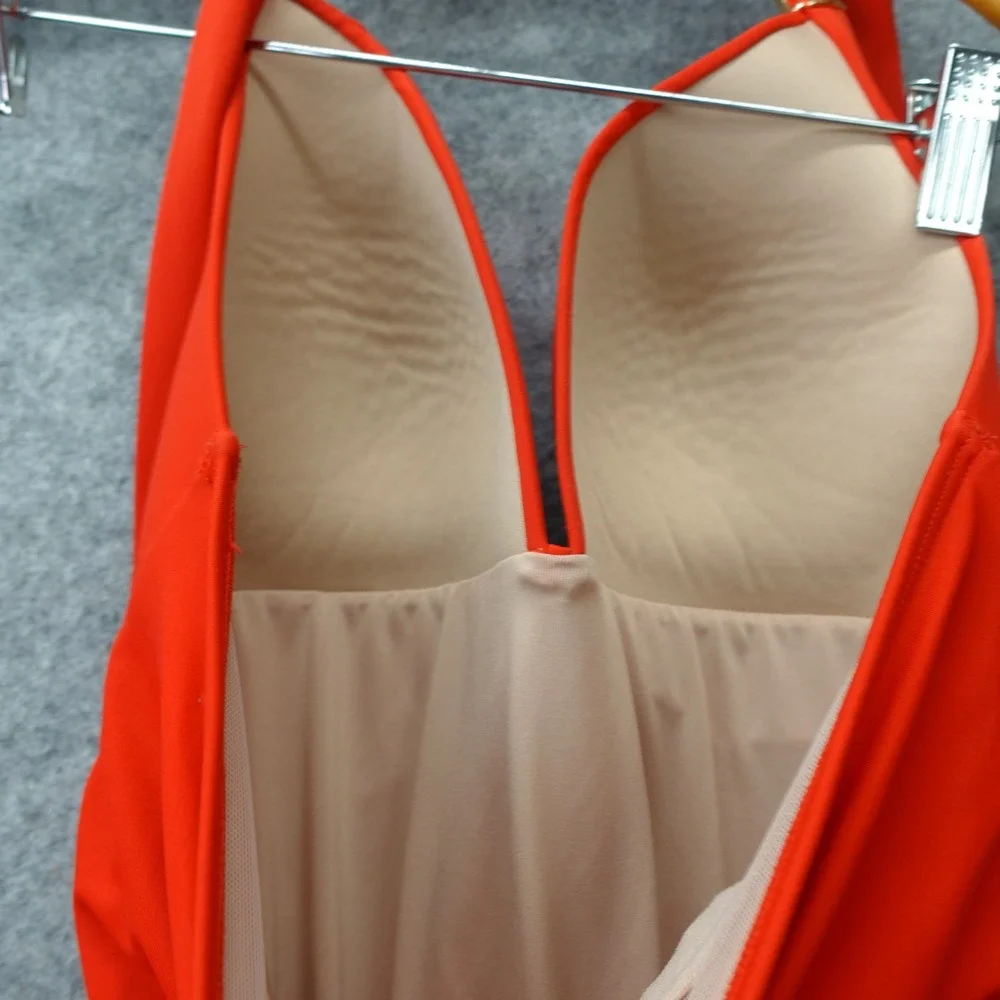 Victorias Secret Womens One Piece Swimsuit L Red Beach Pool Glam Resort Halter